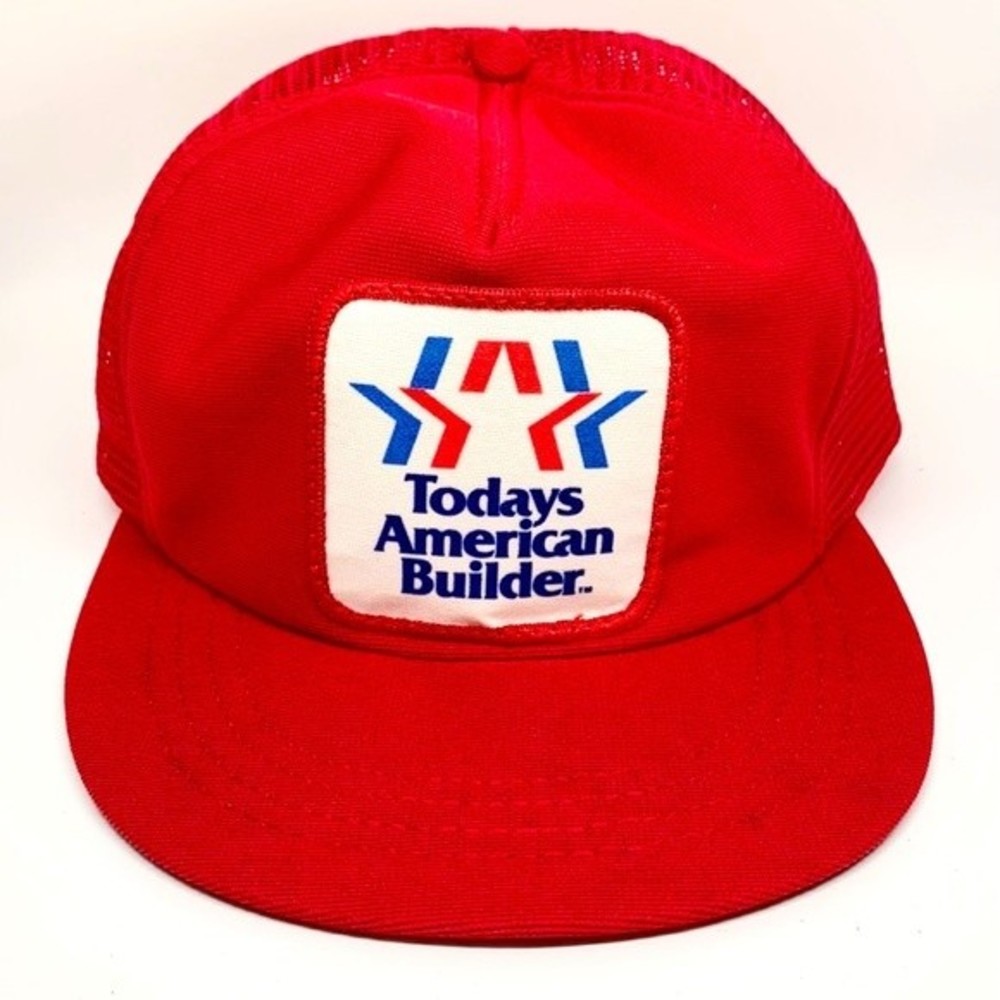 Todays‎ American Builder red SnapBack trucker hat 80’s vintage mesh foam